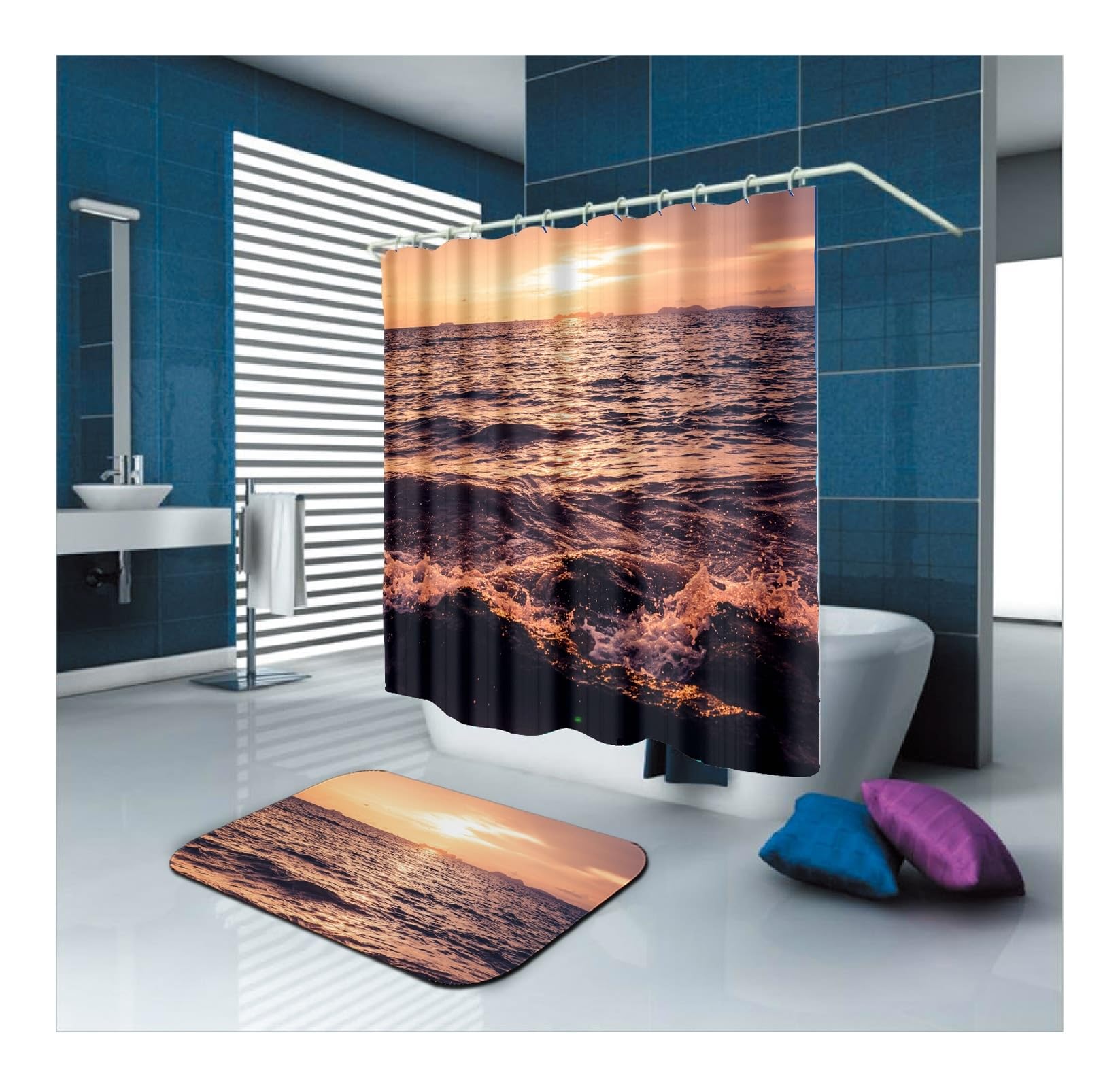 Rideau de douche paysage côtier 90x180 pour une ambiance évasion