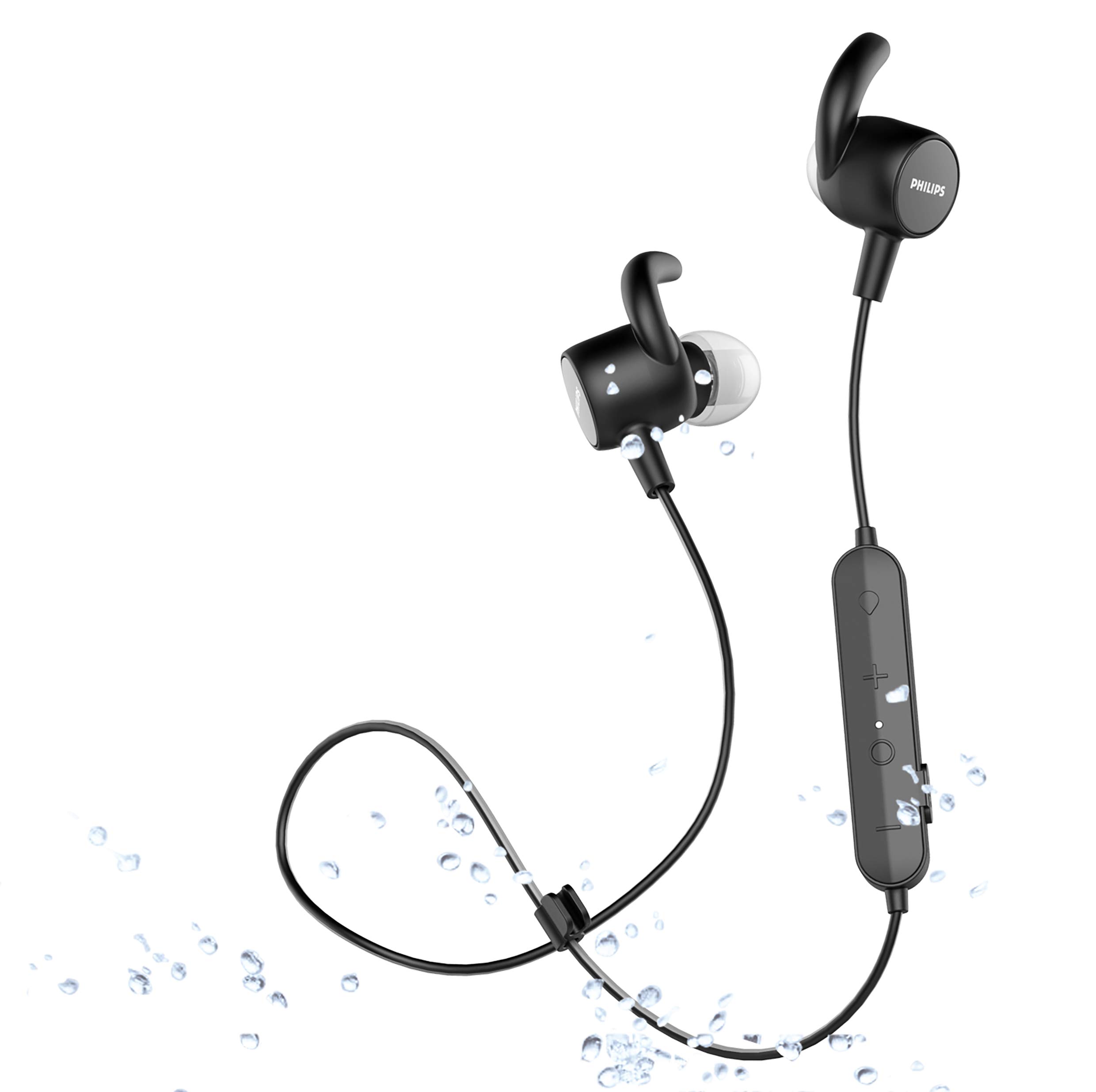 Philips In Ear SN503BK/00 Cuffie Auricolari Sport, Cardiofrequenzimetro Integrato, Bluetooth, 6 Ore Durata della Batteria, Funzione di Ricarica Rapida, IPX5 Resistenti all'Acqua e al Sudore, Nero