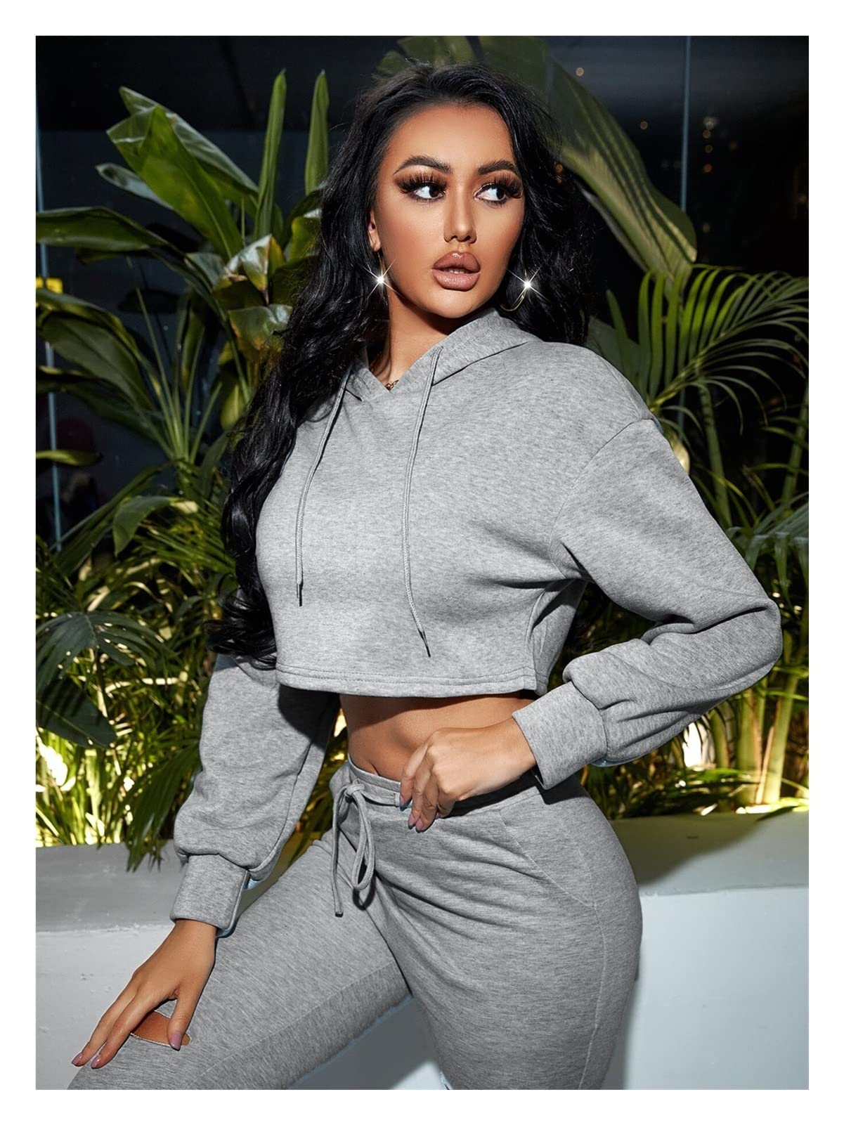 Sweats à manches longues gris taille L et pull sweat à capuche tendance