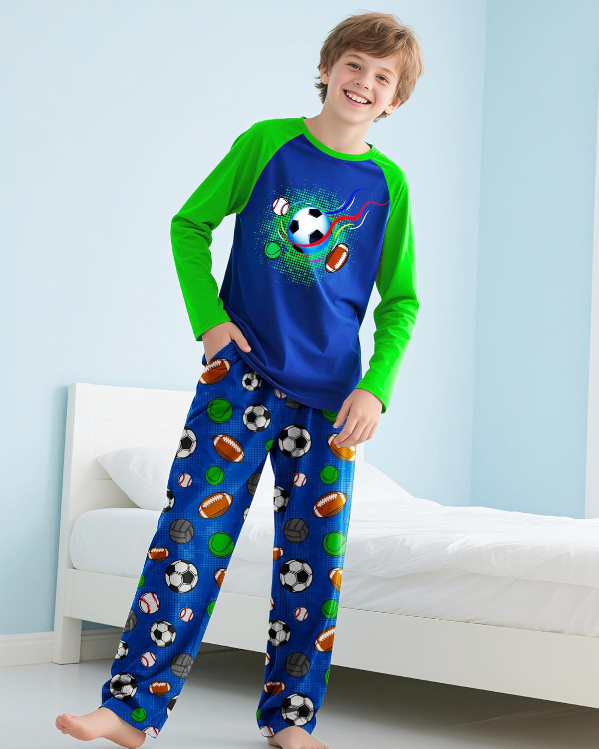 PASHOP Boys Pajamas Cozy Soft Long Sleeves Top and Pants 2 Piece Cool Pjs Pajamas Set Big Boys Sleepwear Size 8-14 - Image 2
