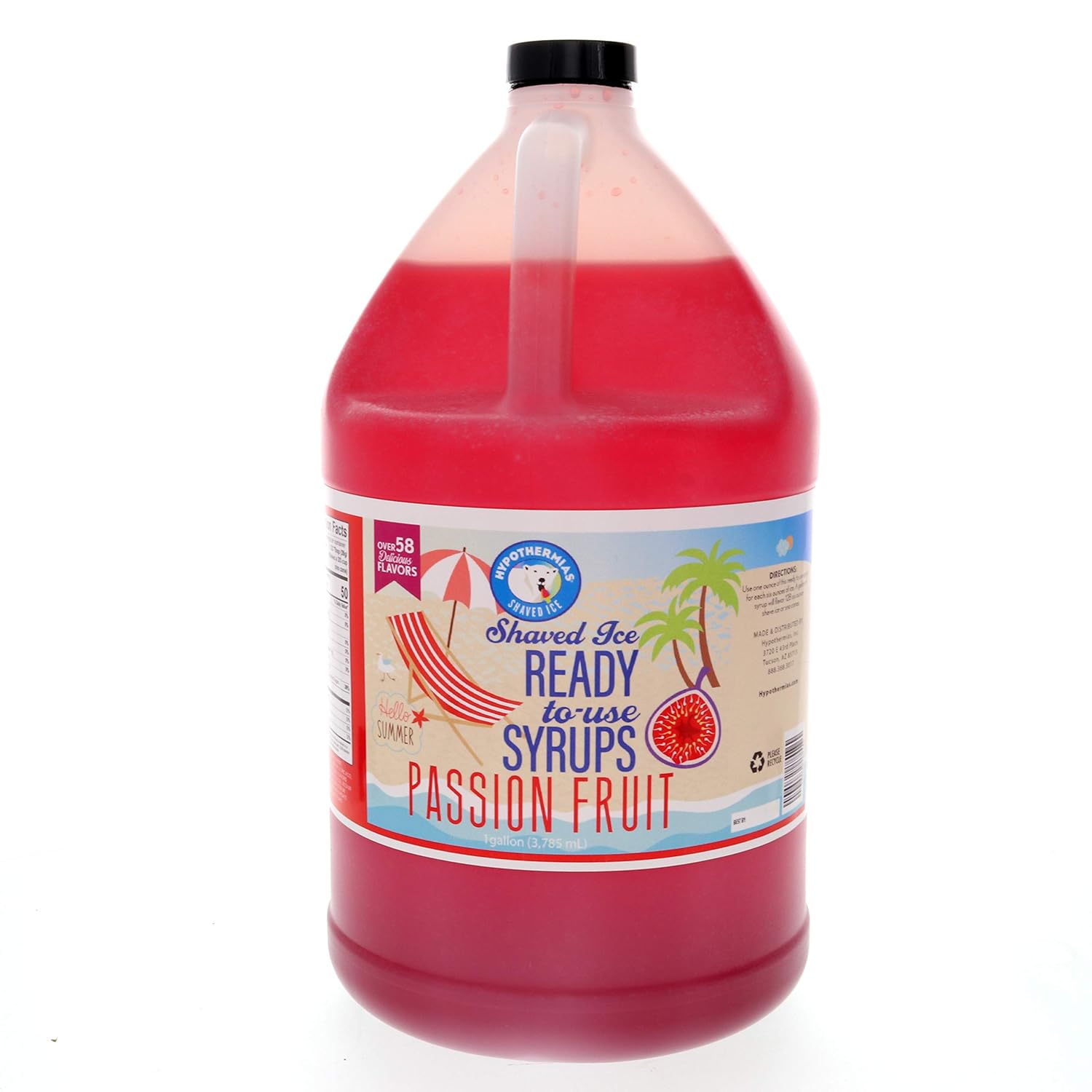 Hypothermias Passion Fruit Ready to Use Gallon (128 Fl. Oz) Hawaiian Snow Cone Flavors Syrup - Shaved Ice, 100% Pure Cane Sugar