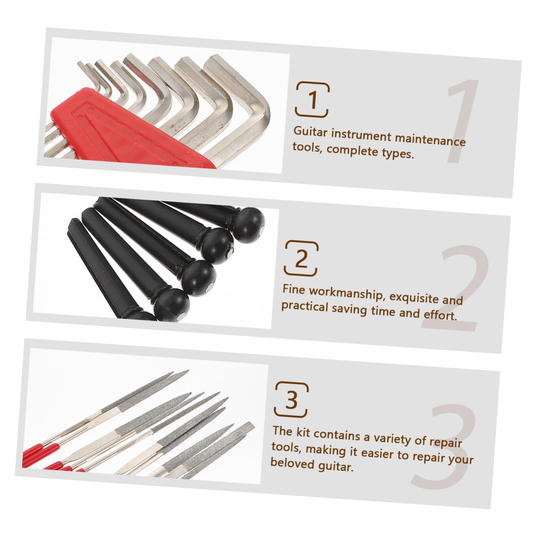 BESTonZON Kit de Reparación de Guitarra 72 Piezas, Portátil, Bolsa de Almacenamiento, para Mantenimiento y Limpieza de Instrumentos Color Aleatorio