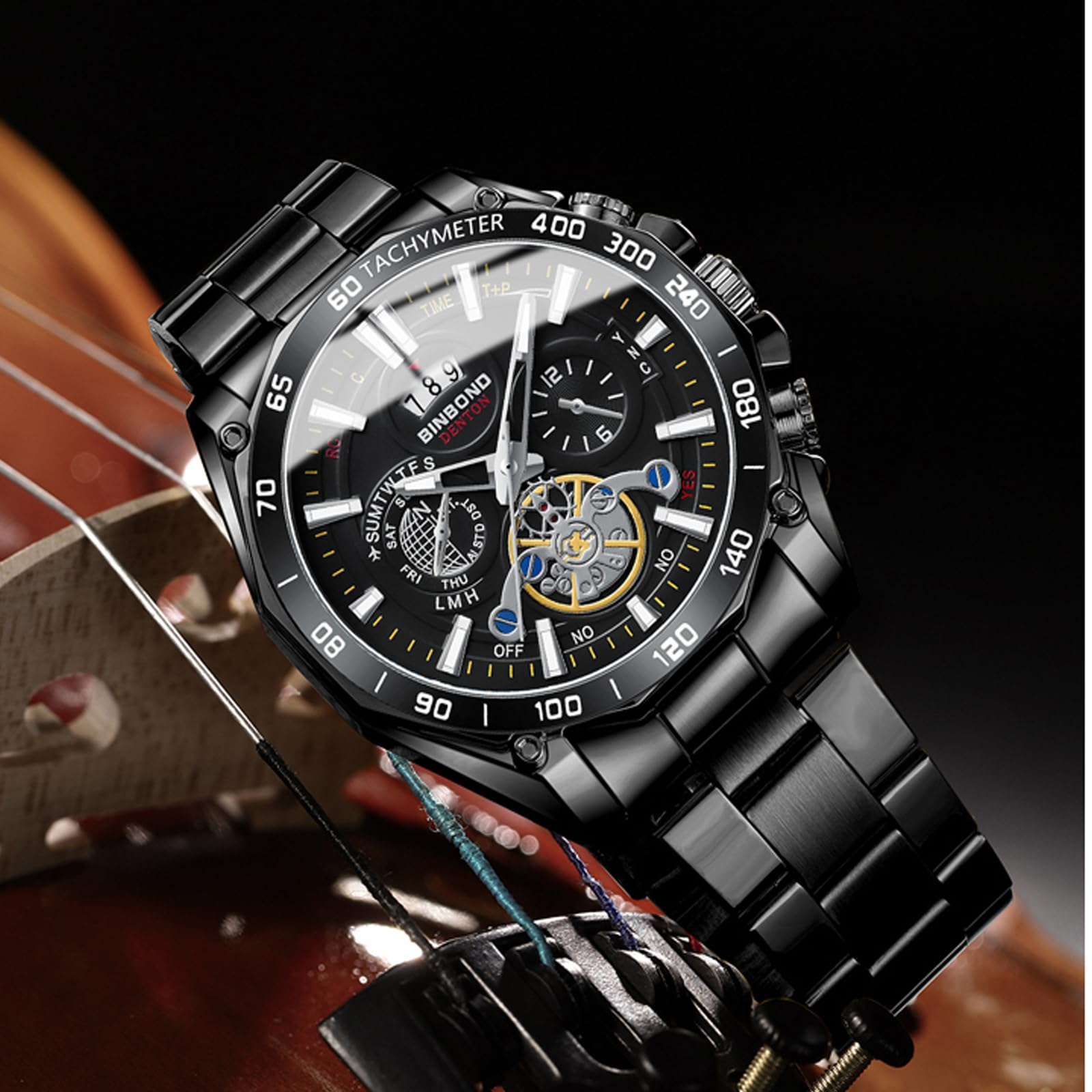 Herren-Armbanduhr, 3 Stück, mit Datum, Edelstahl, Quarzuhren, klassisch, Business-Armbanduhr, wasserdicht, leuchtender Kalender, Chronograph, Reloj para Hombr
