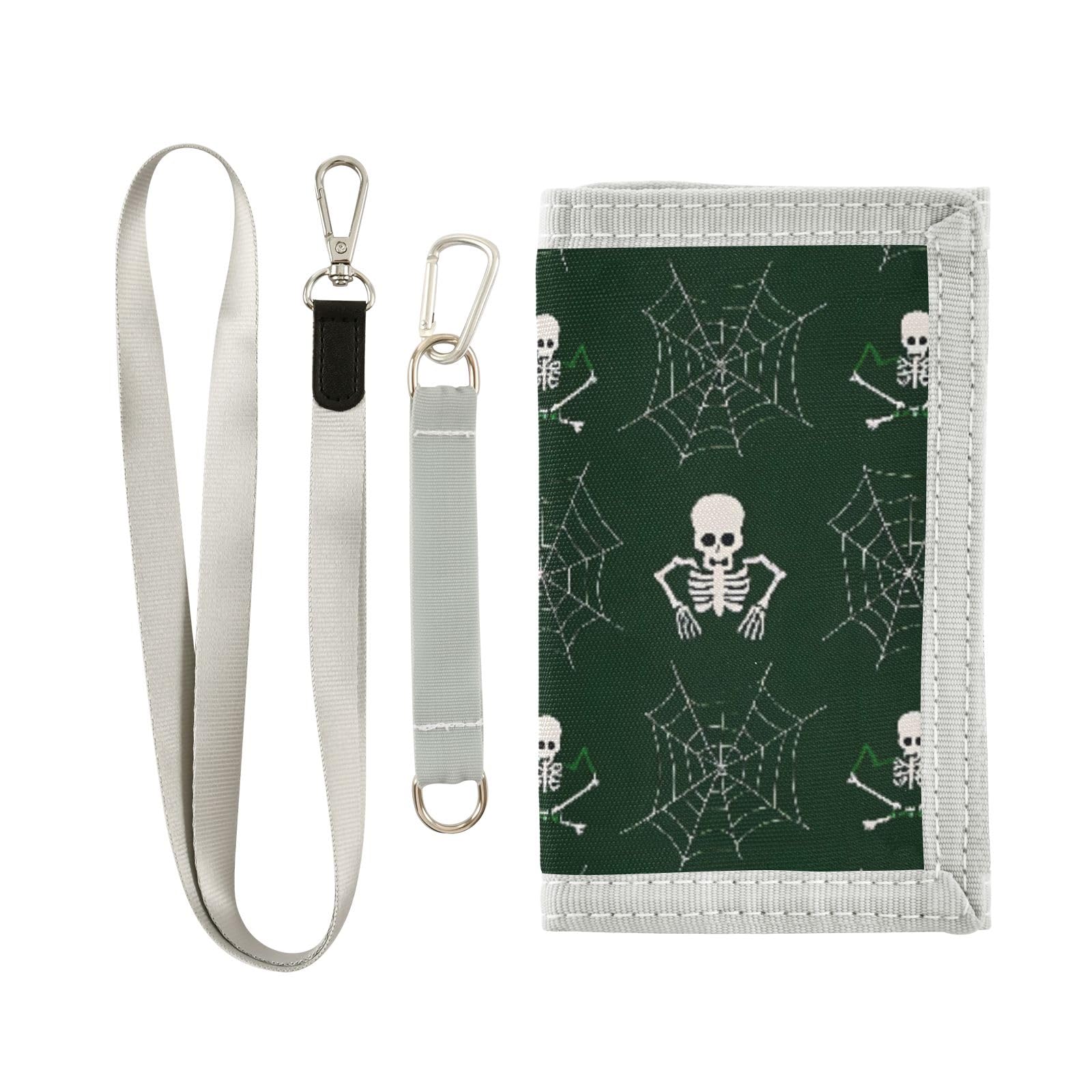 ALAZA Kids Wallets for Boys Girls Toddler Trifold Wallet Children Small Web Skull with Zipper Coin Pocket