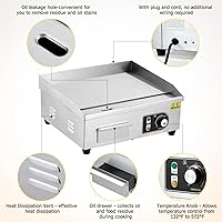 Vista 2 de Plancha eléctrica comercial de 22 pulgadas, parrilla eléctrica de 1600 W, antiadherente para restaurante, parrilla plana Teppanyaki de acero