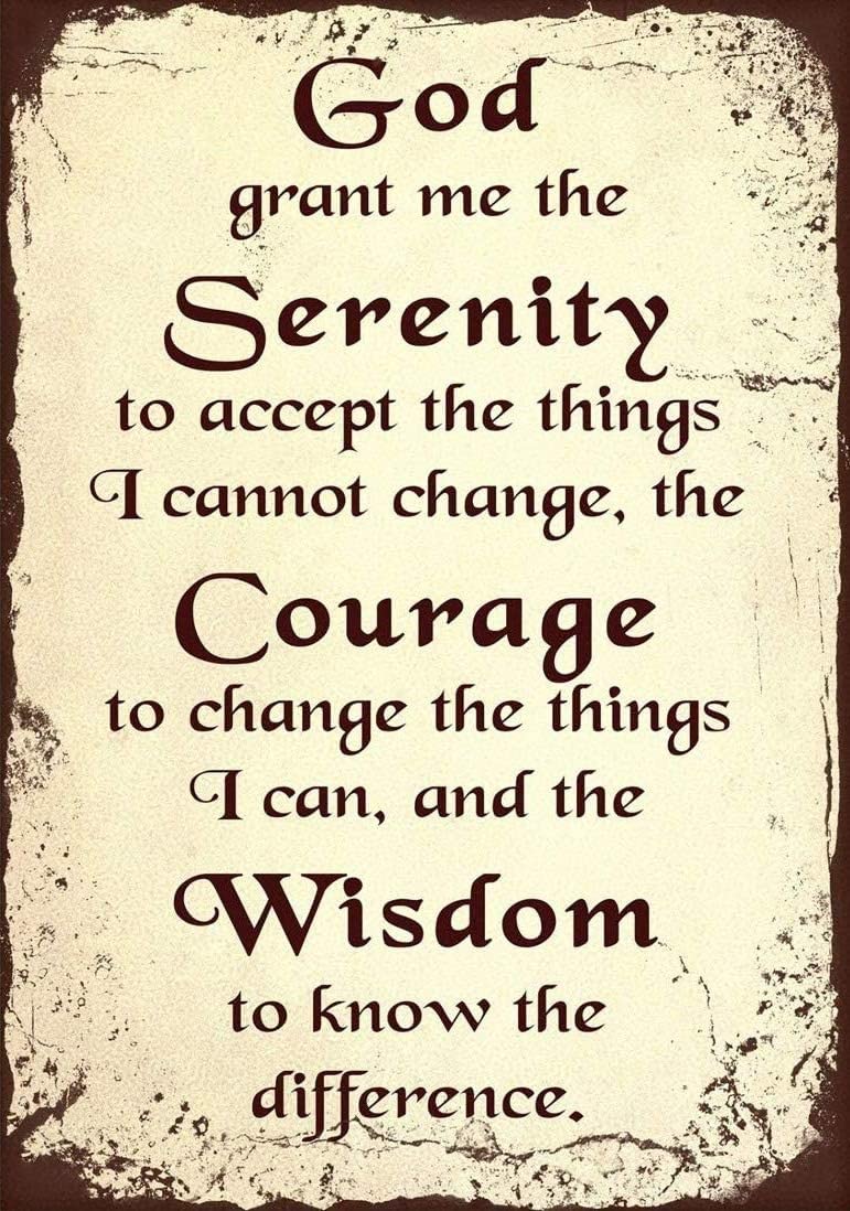 Kwqdozf God Grant Me The Serenity Prayer Motivational Tin Sign Bar Pub Home Poster Wall Art Decor Tin Sign Metal Sign 8X12 Inches