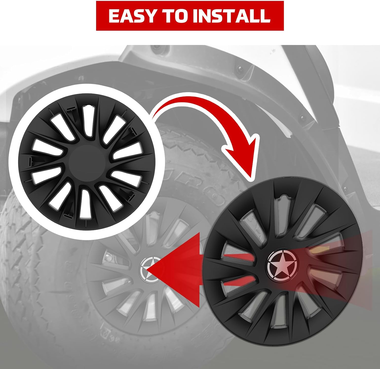 4PCS Golf Cart Wheel Covers Hub Caps for EZGO, Club Car, Yamaha, 8 Inch Hubcaps, Matte Black
