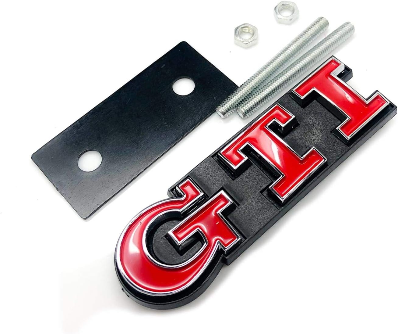 Chrome And Red GTI Grill Bonnet Badge Emblem For Golf POLO MK2 MK3 MK4 MK5 MK6 MK7