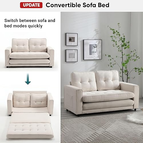 Vista 11 de JOYBASE Sofá cama extraíble, moderno sofá cama convertible tapizado extraíble para sala de estar (gris oscuro, tela)