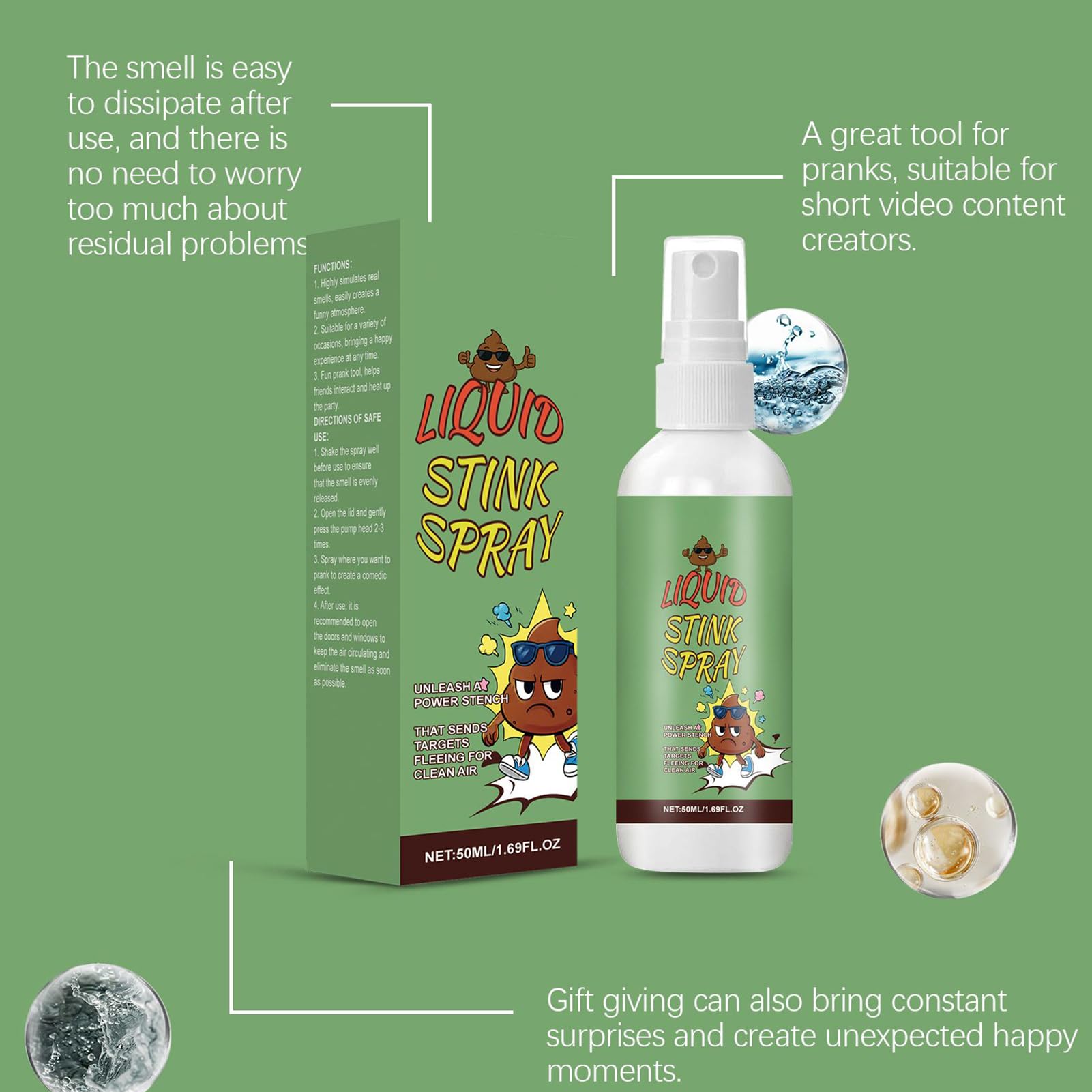 Spray Puzzolente | Spray Adatto Agli Adulti | 50ml Puzzolente Extra Forte Con Suono Gioco Divertente Per Scherzi Feste Adulti Bambini Halloween Pesce D'Aprile