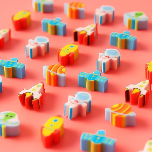 Miniatura 4 de 240 borradores espaciales, mini borradores espaciales para niños, borradores de astronauta, cohete OVNI de nave espacial para niños, recuerdos de