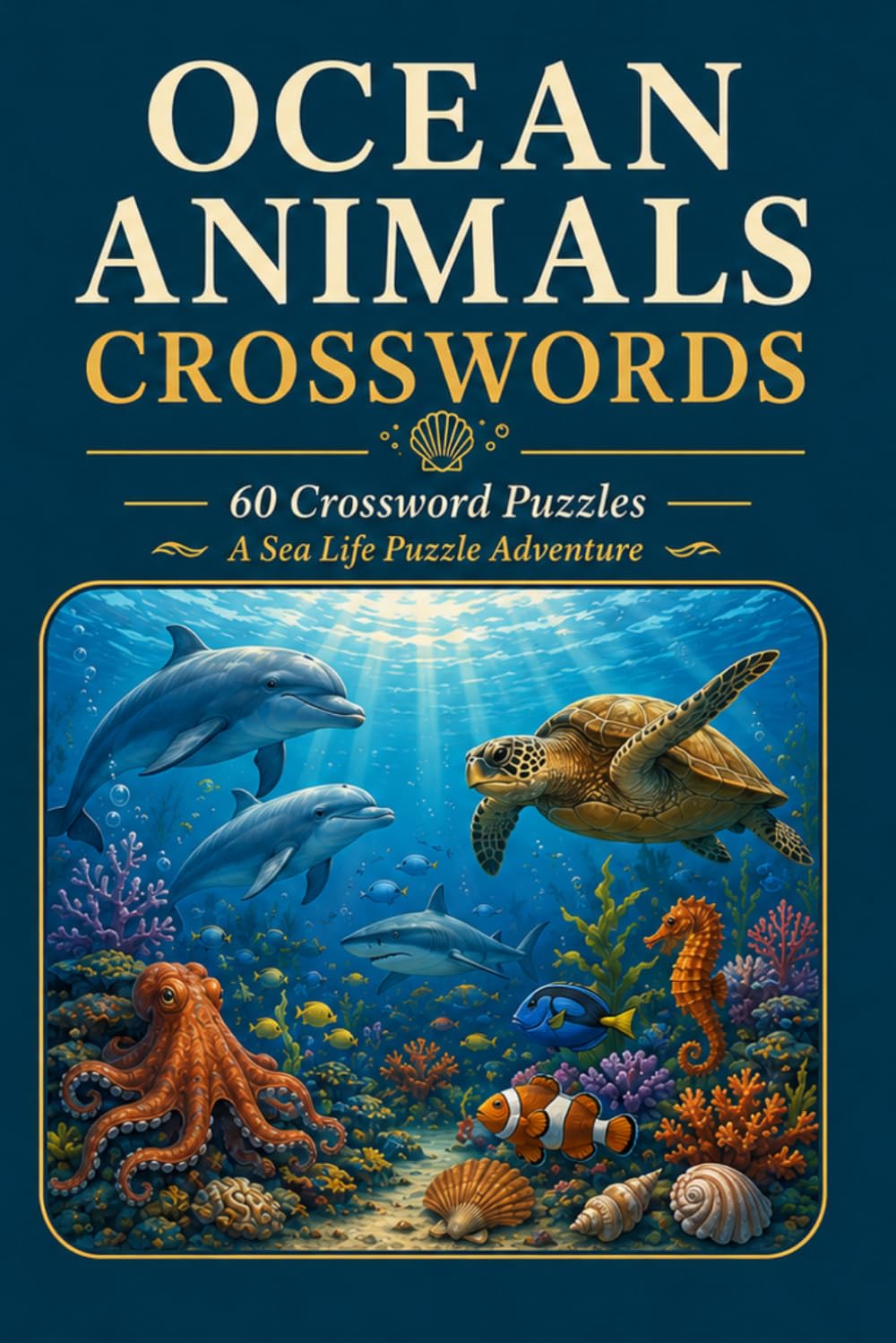 OCEAN ANIMALS CROSSWORDS 60 Crossword Puzzles A Sea Life Puzzle Adventure.: 6x9 Inches, 120 Pages | 60 word search Puzzles | Solutions Included|