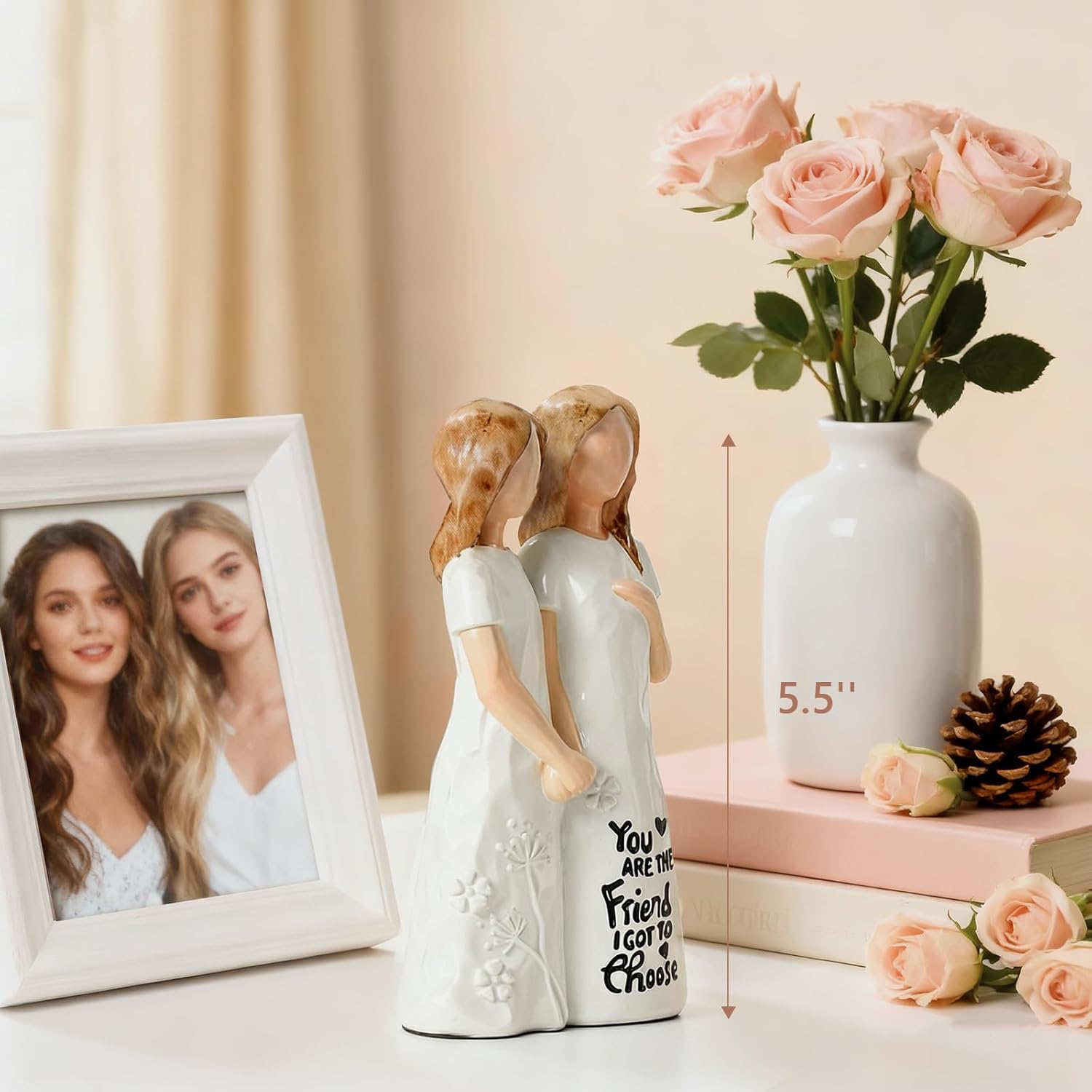 Birthday Gifts for Women, Gifts for Best Friend Women, Friendship Gifts for Women, Sisters Gifts from Sister, Bestie Womens Gifts, Holding-Hands Friends Handcrafted Glossy-Finish Figurine - Image 8