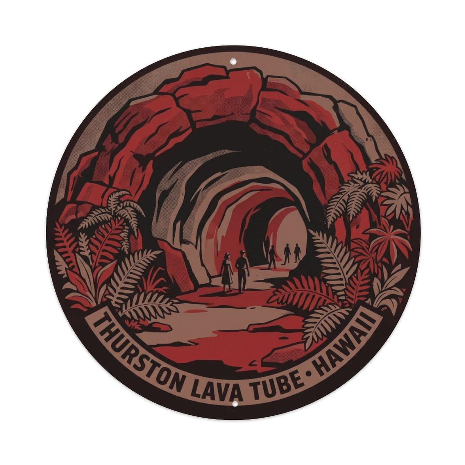 Okahys 8X8inch Classic Style Thurston Lava Tube Hawaii Volcano Crater Rim Landscape Metal Tin Sign