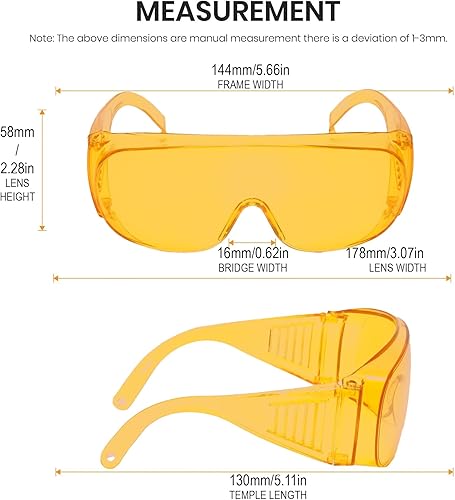 Miniatura 6 de Calabria 1003 - Gafas de seguridad de ajuste grande para hombres y mujeres, para hombres y mujeres, envolventes, tintados, antiniebla, arañazos y