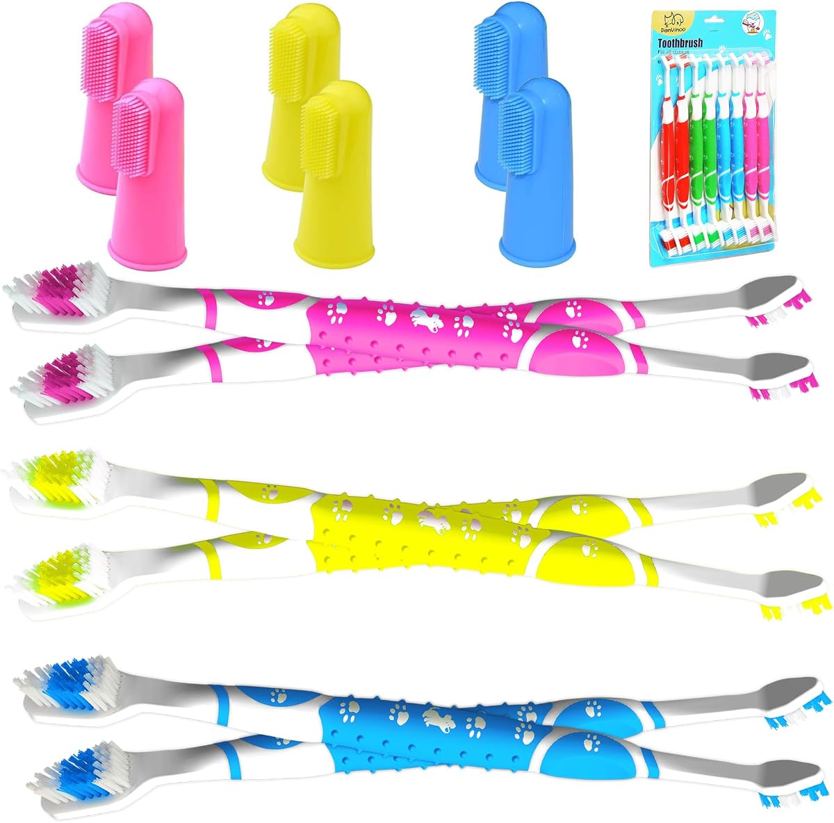 Dog Toothbrush pet Toothbrush Finger Toothbrush Small to Large Dogs,Cats with Soft Bristles Non Slip Dual Head Dog Toothbrush