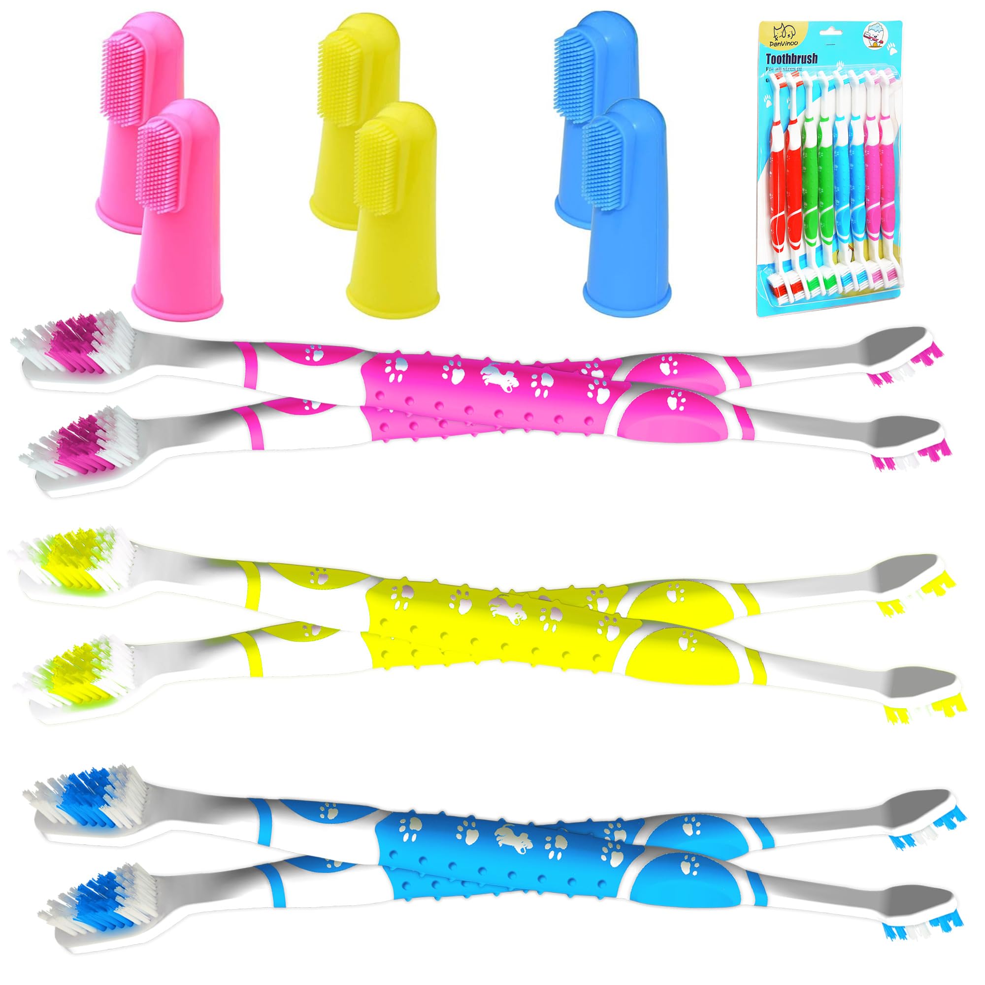 RosyLife Dog Toothbrush pet Toothbrush Finger Toothbrush Small to Large Dogs,Cats with Soft Bristles Non Slip Dual Head Dog Toothbrush