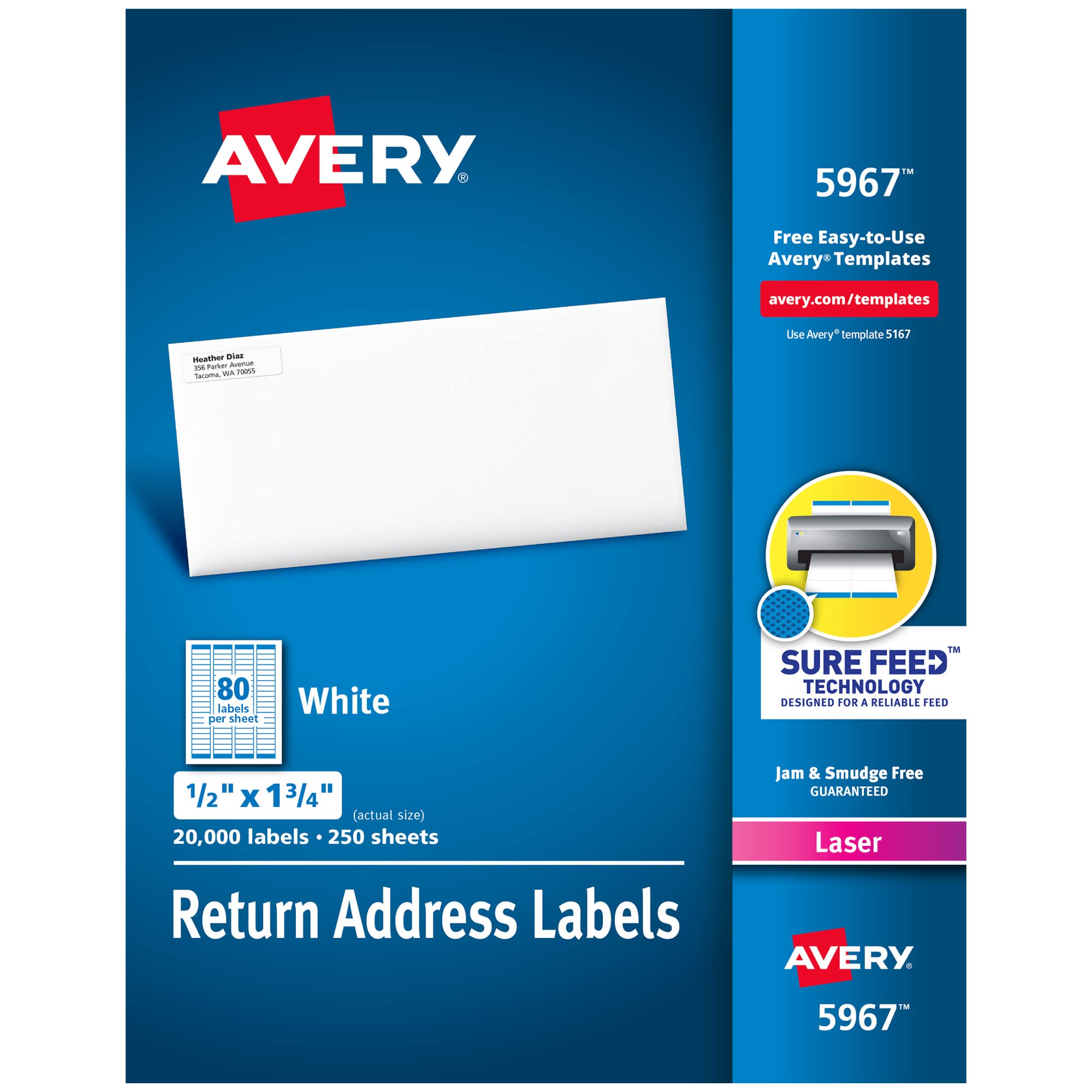 Avery Laser Labels, 0.5 x 1.75 Inches, White, 20,000 Labels Per Box (5967)  : Amazon.in: Office Products