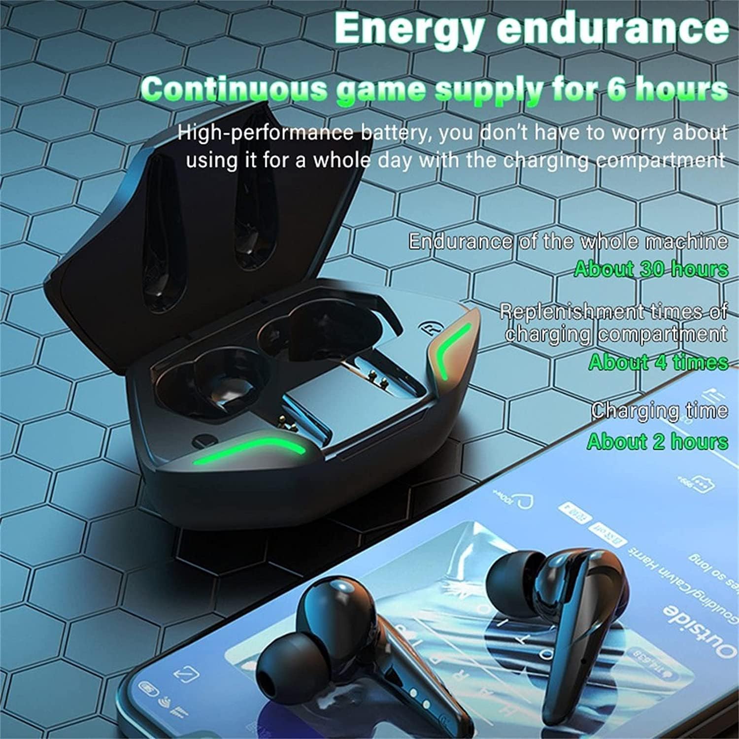G11 Wireless Earbuds Bluetooth Headphones 5.2 Earphones, IPX7 Waterproof Bluetooth Earbuds with 30H Playtime, Stereo in-Ear Sports Headset with Charging Case, Mic, Touch Control for Running/Workout - Image 7