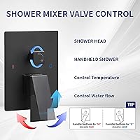 Vista 6 de BWE Grifo de ducha negro de 10 pulgadas, cuadrado de lujo, sistema de ducha mezclador de lluvia, juego completo de 2 funciones, equilibrio
