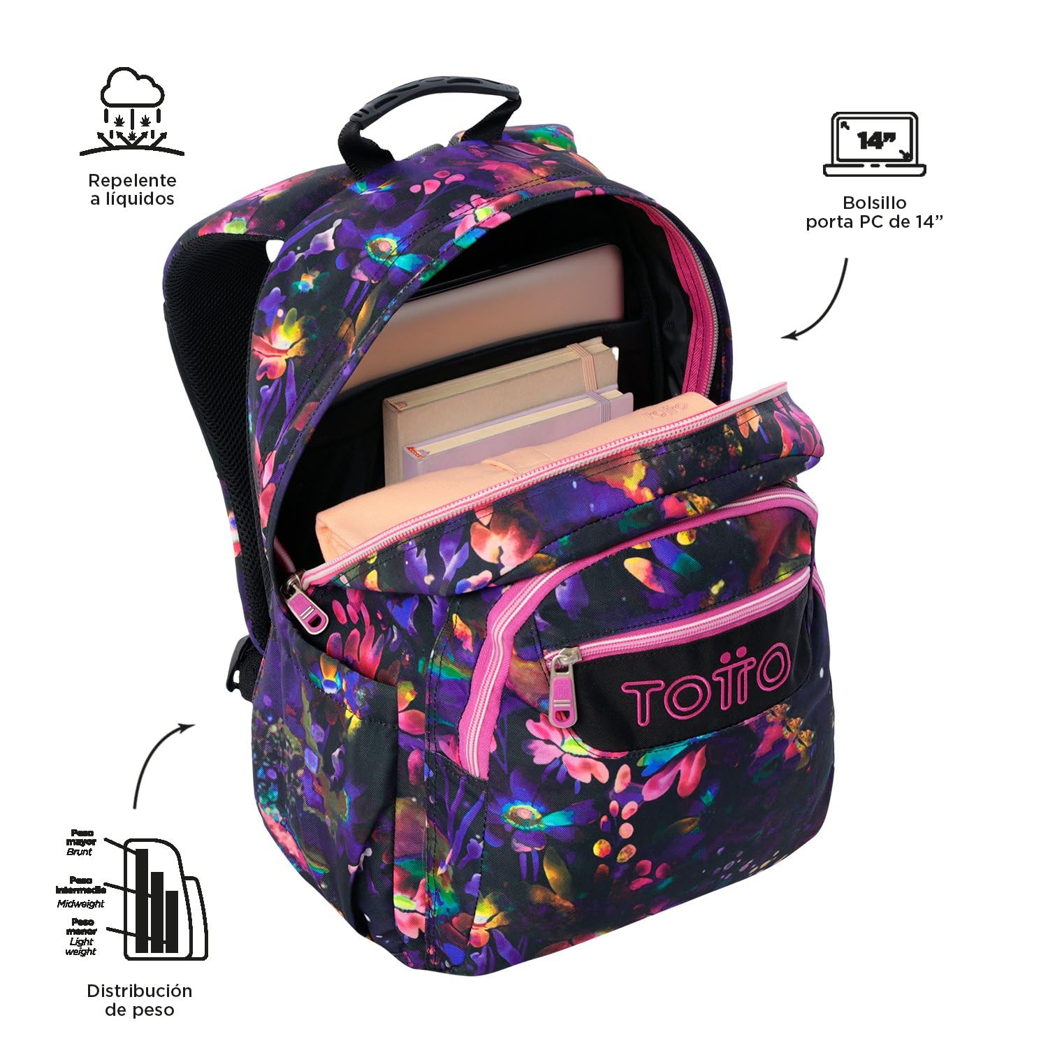 TOTTO Acuareles Mochila Unisex niños (Pack de 1)