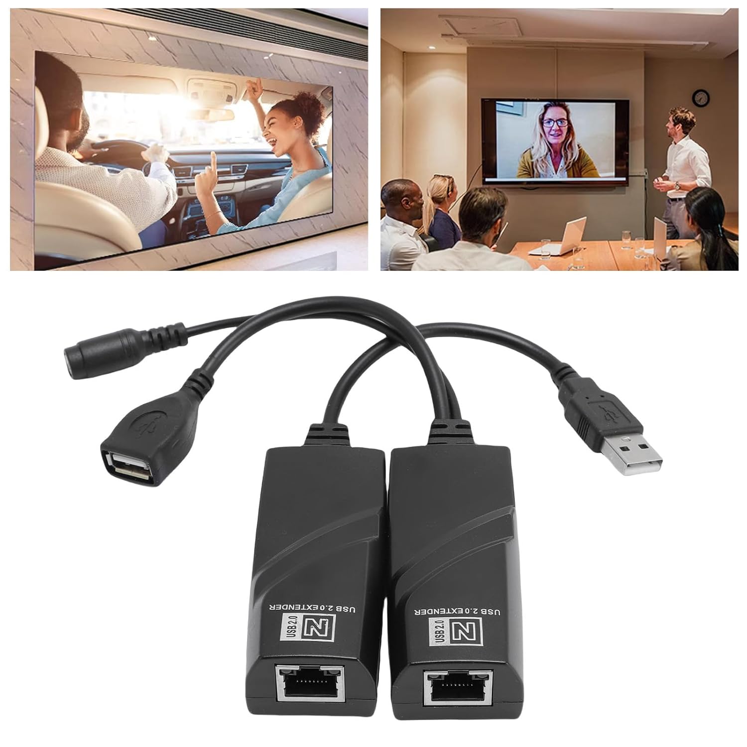 Zopsc USB Extender Over Ethernet 100m, USB 2.0 to Network Extender Adapter Kit, for CAT5 CAT5E CAT6 Cable for Printer, Camera, Hard Drive. (US Plug)