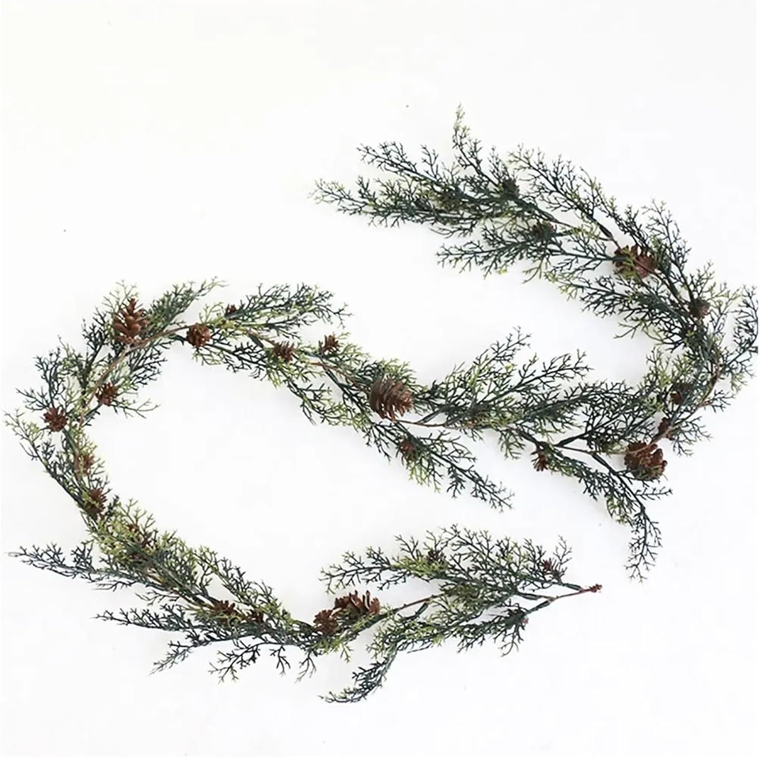 WHZHDMA Christmas Decorative Garland Hanging Wreath Artificial Red Berries Pine Cones Vine Wedding Party Fireplace Stairs Ornament Gift