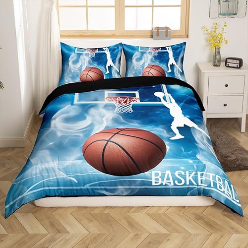 Miniatura 2 de Erosebridal Juego de funda de edredón de baloncesto para niños, juego de ropa de cama de jugador de baloncesto competitivo para niños, adolescentes