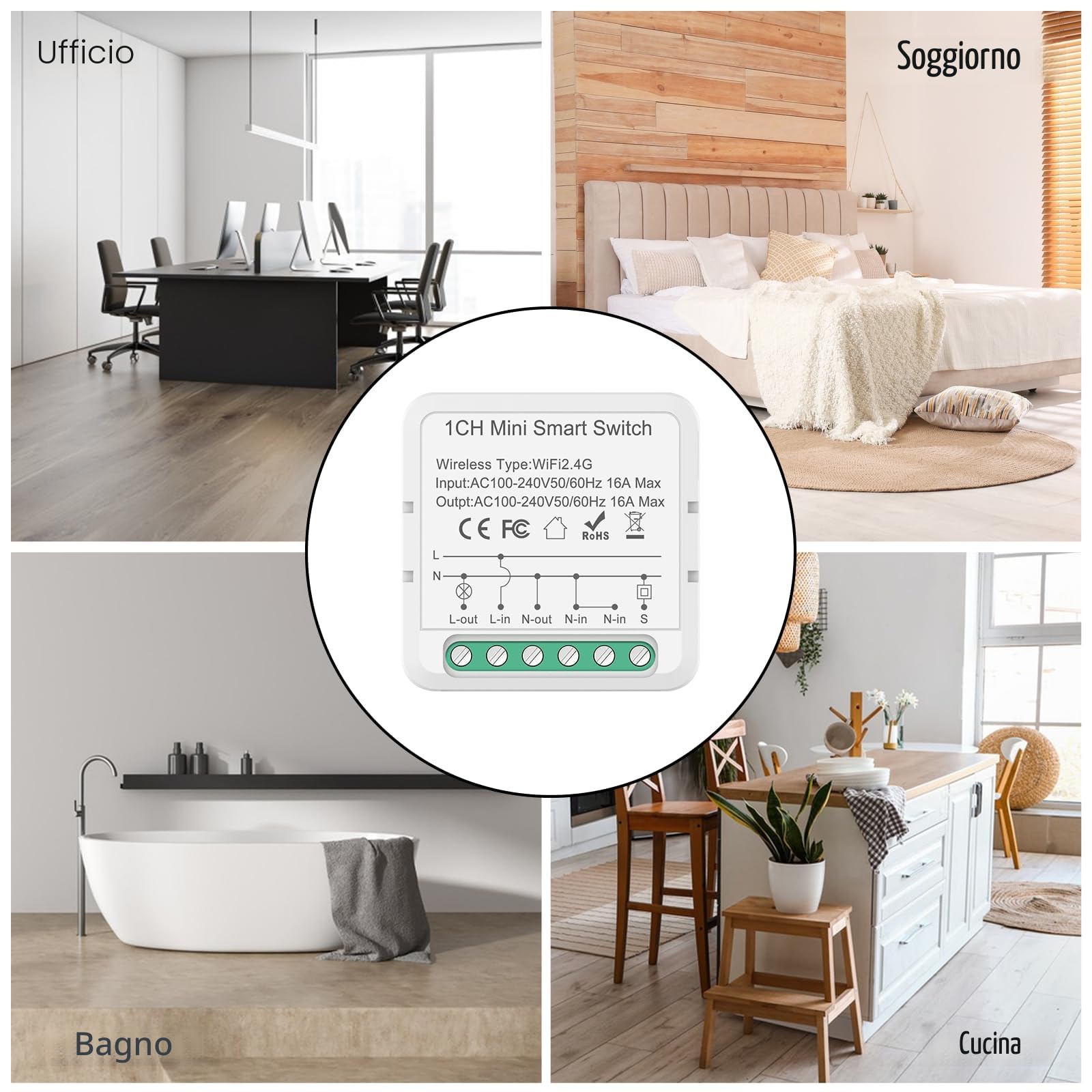 Interruttore Wifi Smart Life, 2.4G Interruttore Smart Wifi,Mini intelligente, Smart Luci Rele Module,Controllo Remoto via App Smart Life/Tuya per Domestica Intelligente