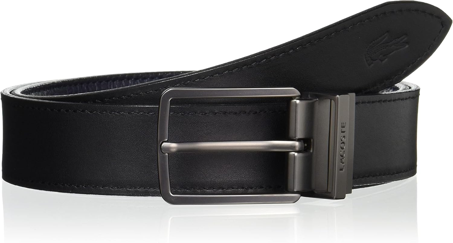 LACOSTE ブラウンベルト PLM0873 フリーサイズ黒 2種バックル付き LACOSTE ブラウンベルト PLM0873 フリーサイズ黒 2種バックル