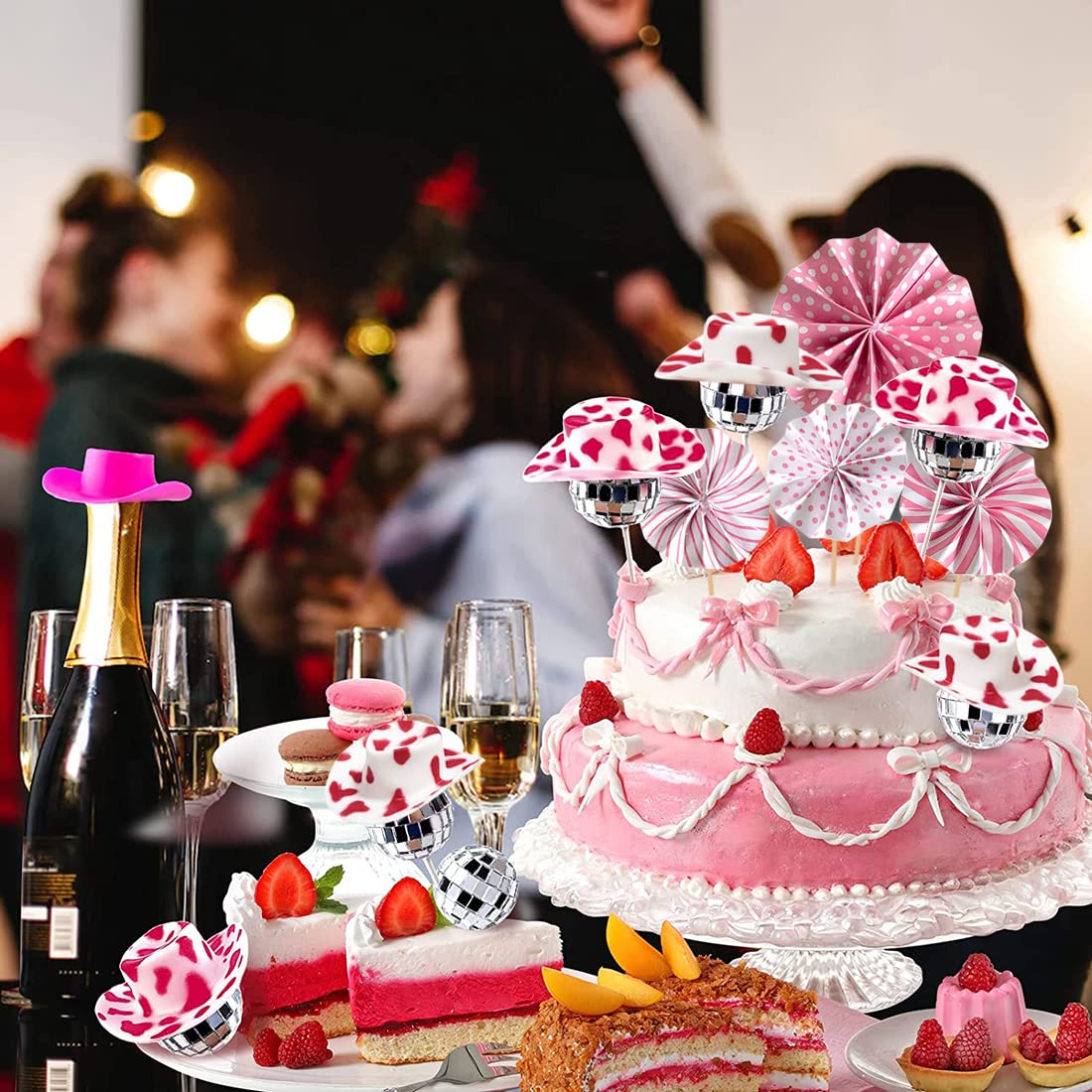 Déco Anniversaire 12 Décorations Gâteau Boule Disco YGCHEN - Happy Birthday - Pour Anniversaire, Fête Anniversaire Happy Birthday