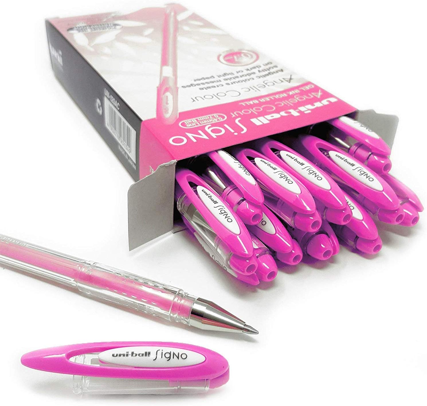 signoUni Ball Gel Rollerball Pen - Angelic Pastel Colour - UM-120AC - Box of 12 - Pastel Pink