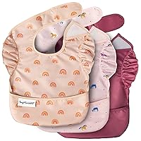 Vista 34 de Tiny Twinkle Baberos a Prueba de Derrames para Bebés para Comer Baberos Impermeables y Limpiables para Niños Pequeños con Bolsillo Recoge Todo