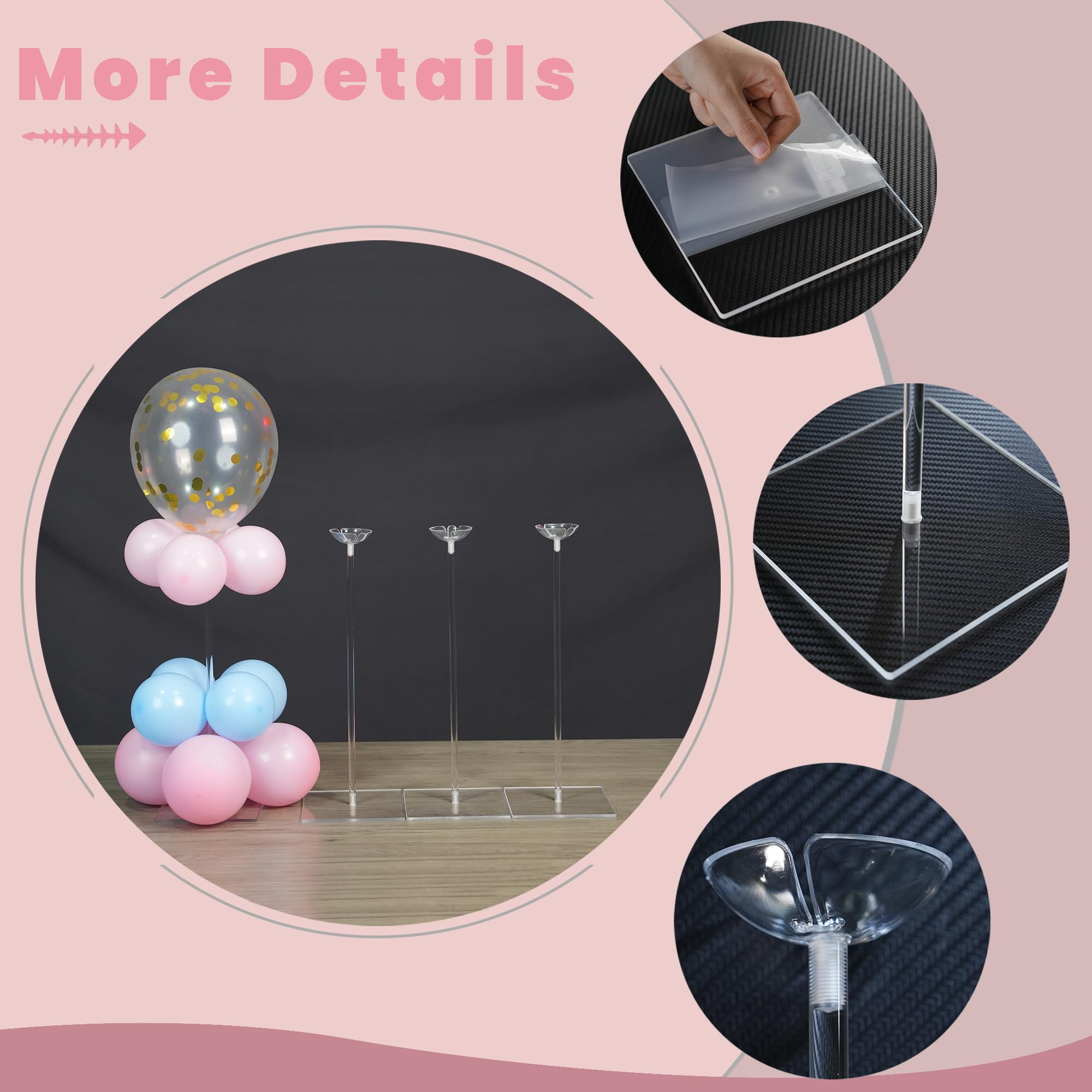 YALLOVE 4-Pack 15.75-Inch Clear Acrylic Balloon Centerpiece Stands — Amazon image 5