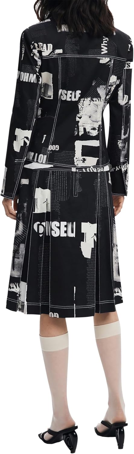 Desigual Women's Blazer_newspaper_bl