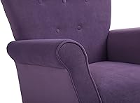 Vista 23 de Silla mecedora con respaldo de ala, cómoda silla mecedora con brazos de cojín, mecedoras tapizadas con botón acolchado para sala de estar