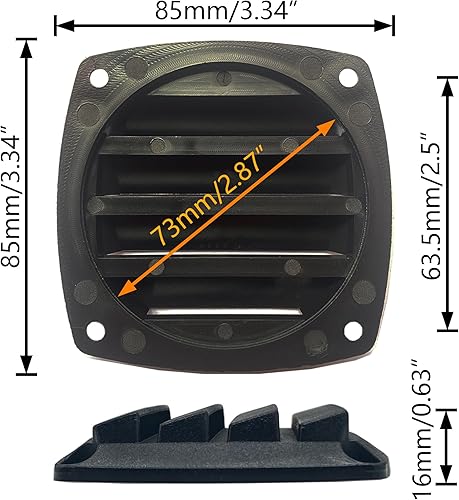 Miniatura 2 de LEQMG Ventilación de barco de nailon marino, rejilla negra a través de la ventilación, tornillos de acero inoxidable de cortesía (4 piezas)