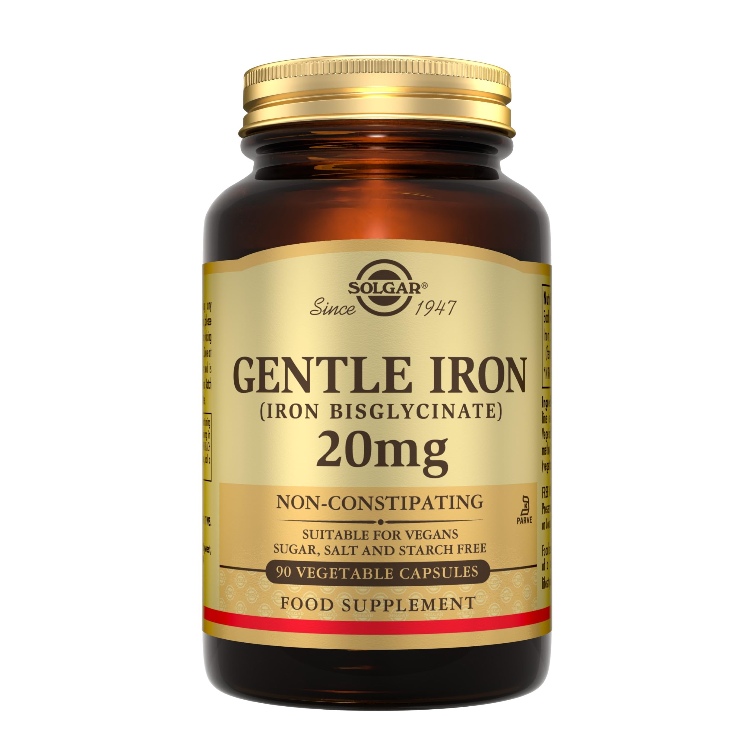 Solgar Gentle Iron, 20 Mg, 180 Capsules