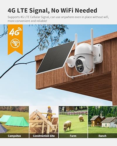 Vista 2 de Ebitcam Las cámaras de seguridad celular 4G LTE incluyen tarjeta SD y SIM, cámara con energía solar, no necesita WiFi, video en vivo 2K, vista
