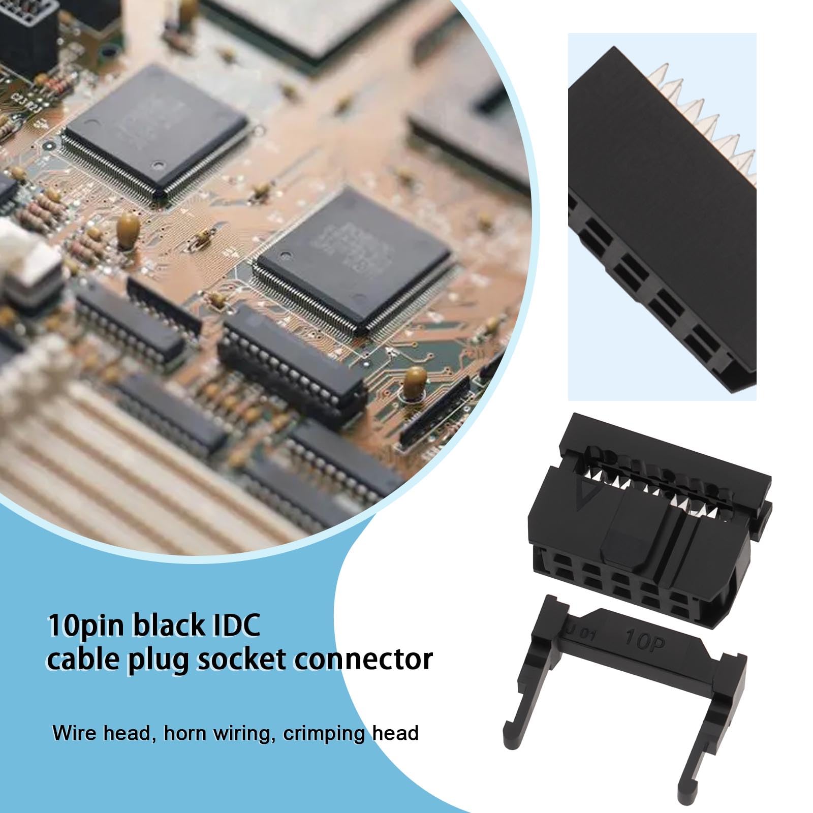 ECSiNG 50Pcs 10Pin IDC Cable Mounting Plug Socket Connector 2.54mm Pitch Female IDC Socket for Connector Cables Electronic Projects Integrated Circuit Boards - Image 2