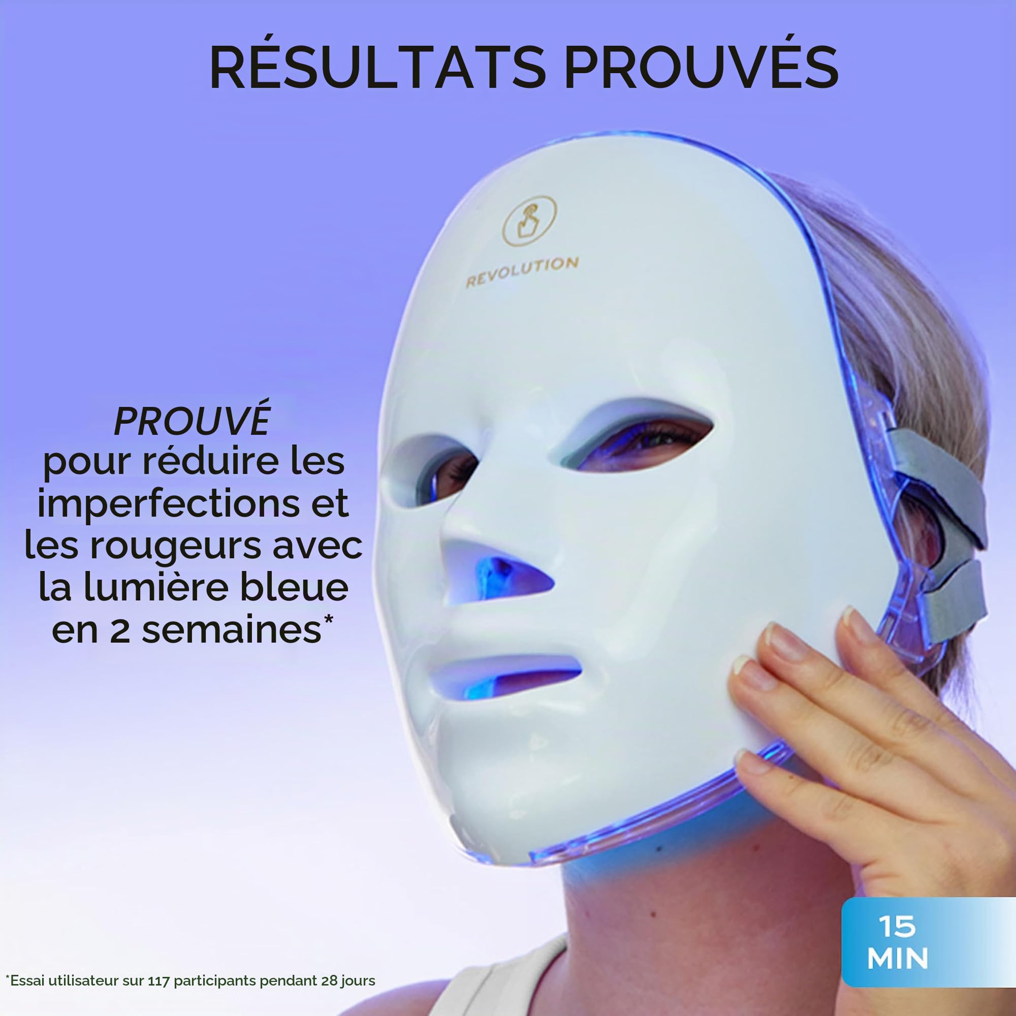 Revolution Pro Miracle LED Face Mask, Masque LED rouge & bleu, 90 lumières, améliore texture & éclat de la peau