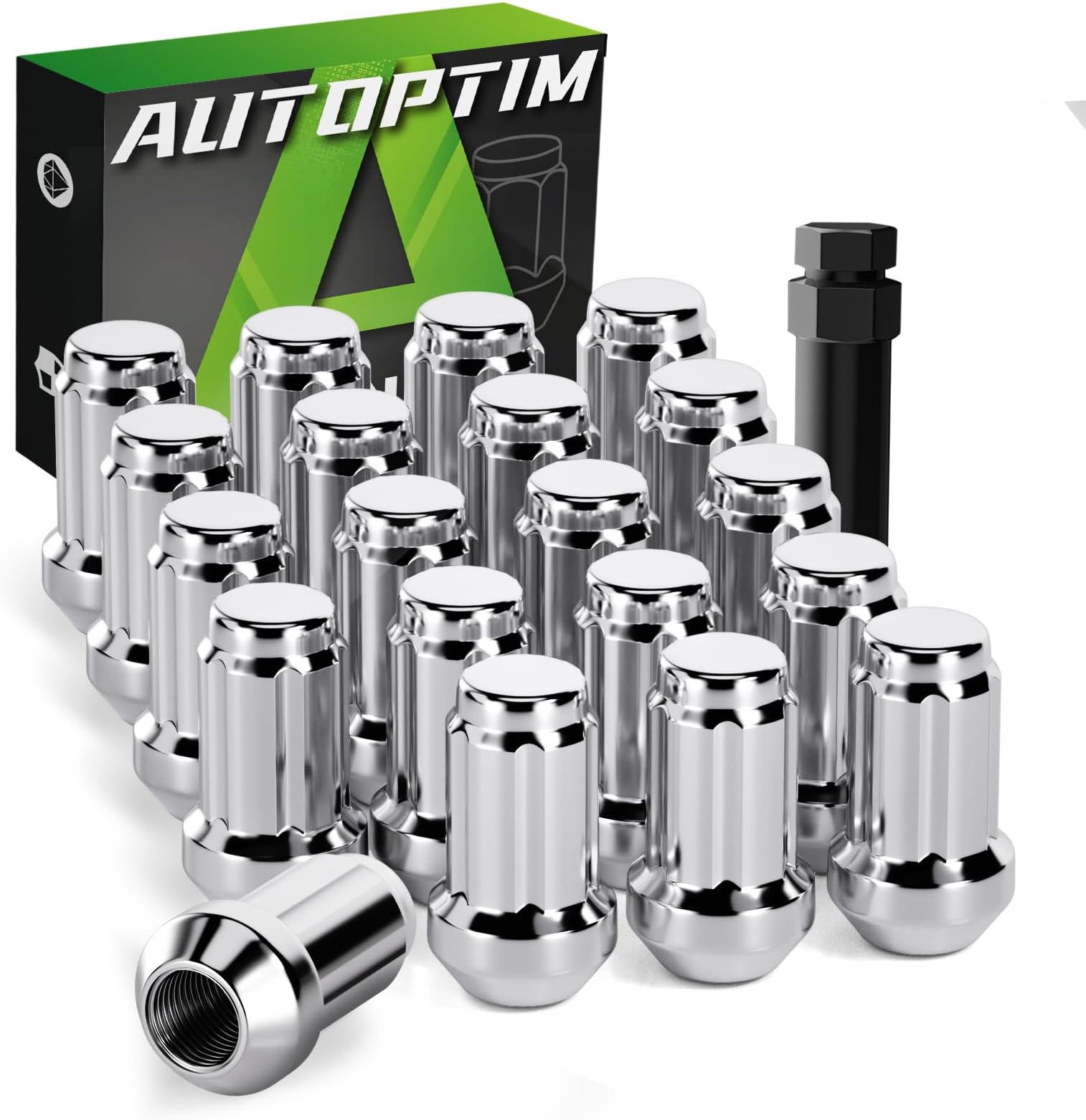 M12x1.5 Spline Lug Nuts - Replacement for 1998-2022 Honda Accord, 1997-2022 CRV, 2004-2022 Civic, 1982-2019 Malibu Aftermarket Wheel Nuts, 20PCS Black Closed End Short Nuts with 1 Socket Key