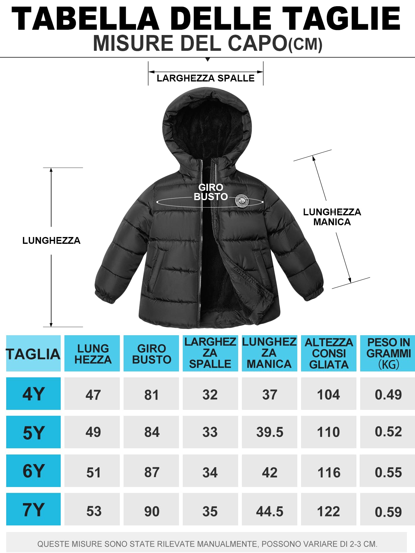 SOLOCOTE Cappotto invernale per bambine Imbottitura sintetica resistente all'acqua Parka con cappuccio e fodera in pile