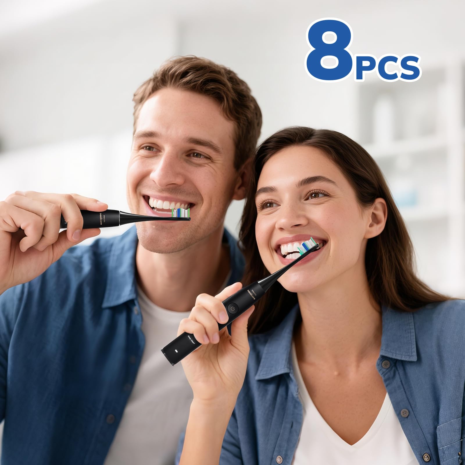 Ersatz-Zahnbürstenköpfe für Philips Sonicare Ersatzköpfe, elektrischer Ersatzbürstenkopf kompatibel mit Philips Sonicare elektrischen Zahnbürsten, 8 Stück, Schwarz