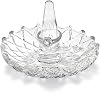 Ring Holder Crystal Glass Jewelry Storage Keep Safe Wedding Engagement Ring Jewelry Organizer Decorative Round Dish Tray Scallop Edge 3 Inch Diameter