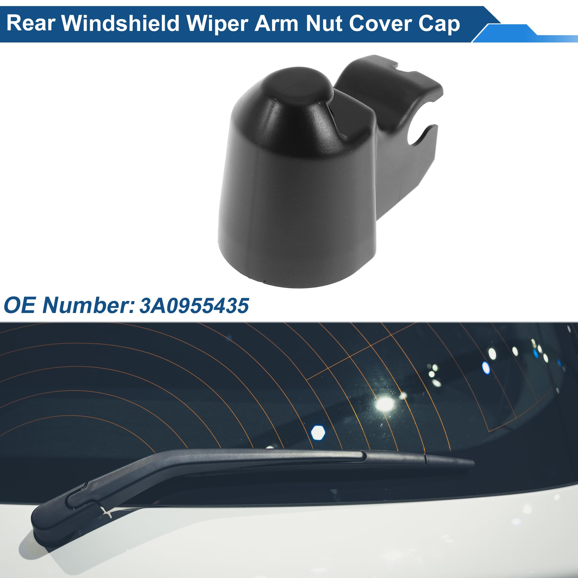 A ABSOPRO Tapa De Tuerca Del Brazo Del Limpiaparabrisas Trasero Para Volkswagen Transporter T4 1999-2003 Tapa Del Brazo Del Limpiaparabrisas No.3A0955435 Plástico PBT Negro 1 Pc