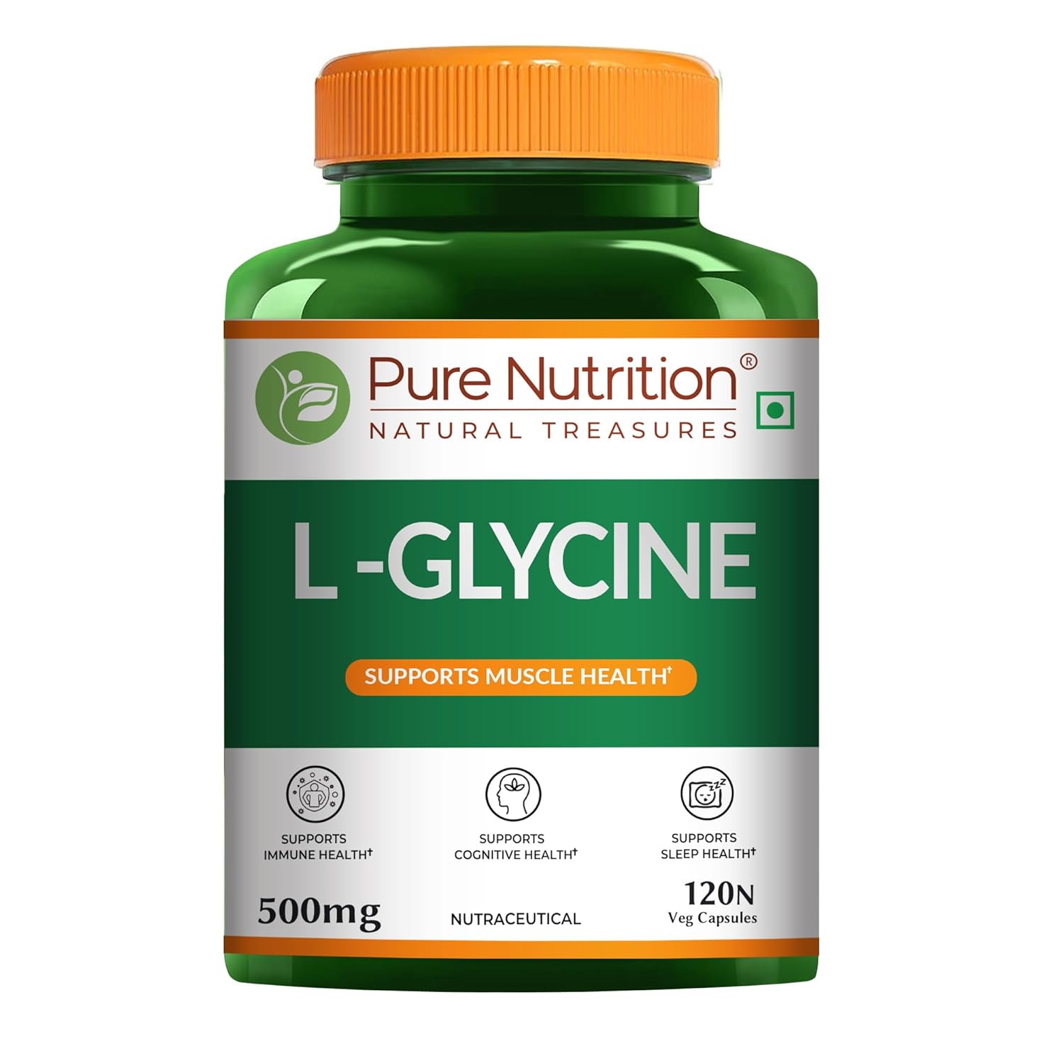 Pure Nutrition L Glycine Supplement (500mg) 120 veg Capsules | Supports Muscle Health, Brain & Sleep Health | Support Strong Immune System & Cellular Health Pure Nutrition L Glycine Supplement (500mg) 120 veg Capsules | Supports Muscle Health, Brain & Sleep Health | Support Strong Immune System & Cellular Health