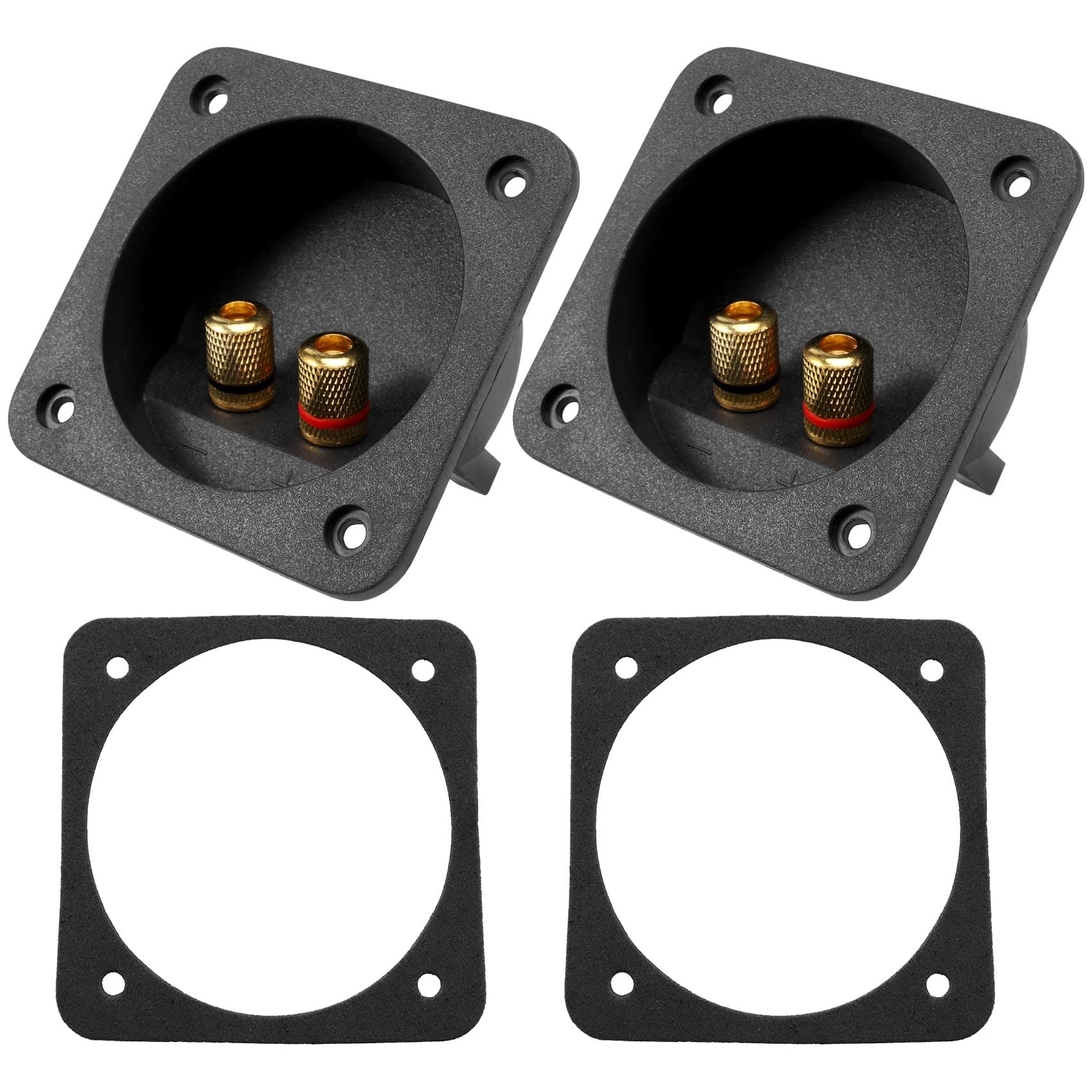Aisuoka Black Diy Home Car Stereo Cup Connectors Subwoofer Plugs 2-Way Speaker Box Terminal Binding Post, 2 Pcs