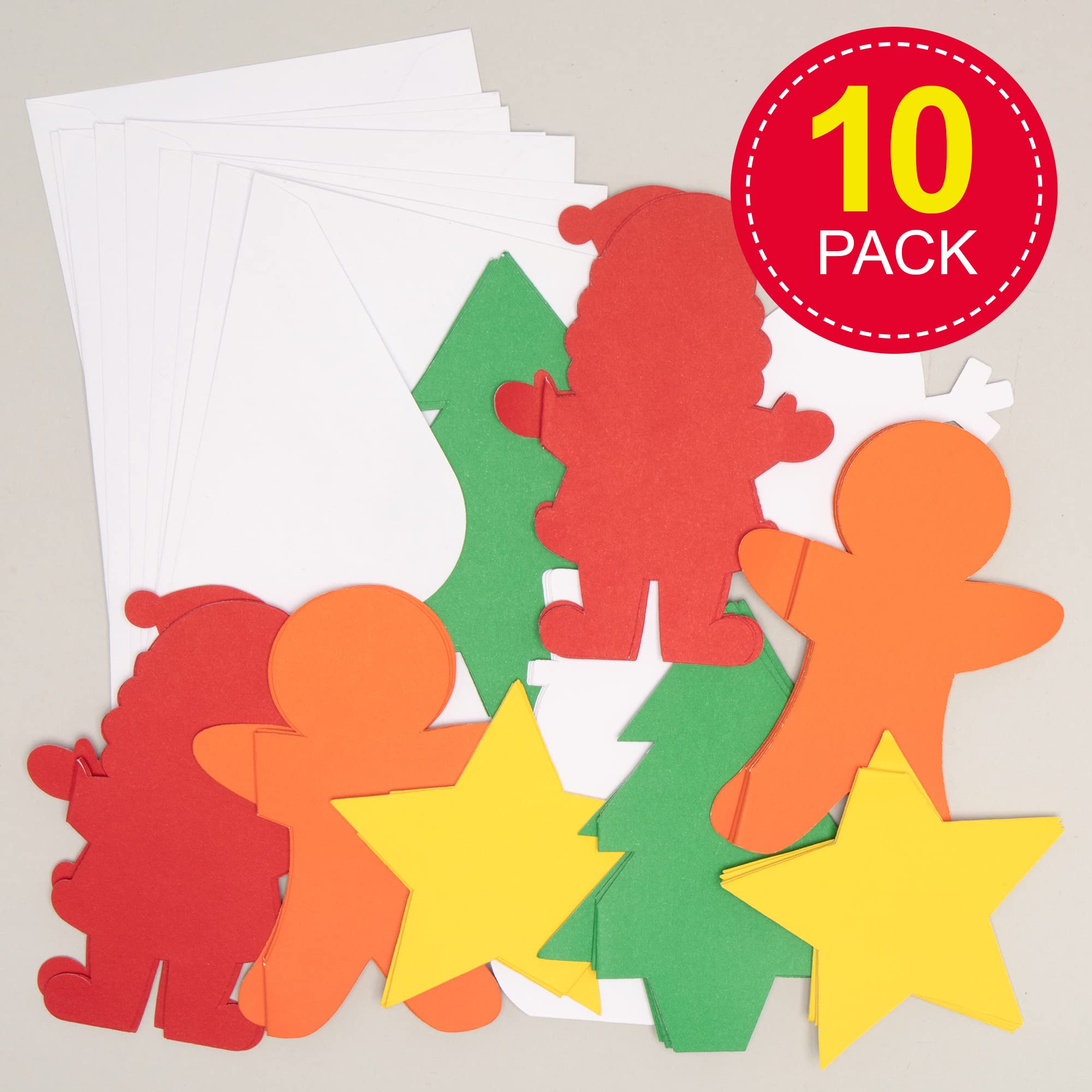 Baker Ross FE869 Tarjetas de Navidad Concertina en Blanco - Paquete de 10, Espacios en Blanco para Hacer Tarjetas, haz tus Propias Tarjetas Navideñas, Ideales para Proyectos de Manualidades para Niños