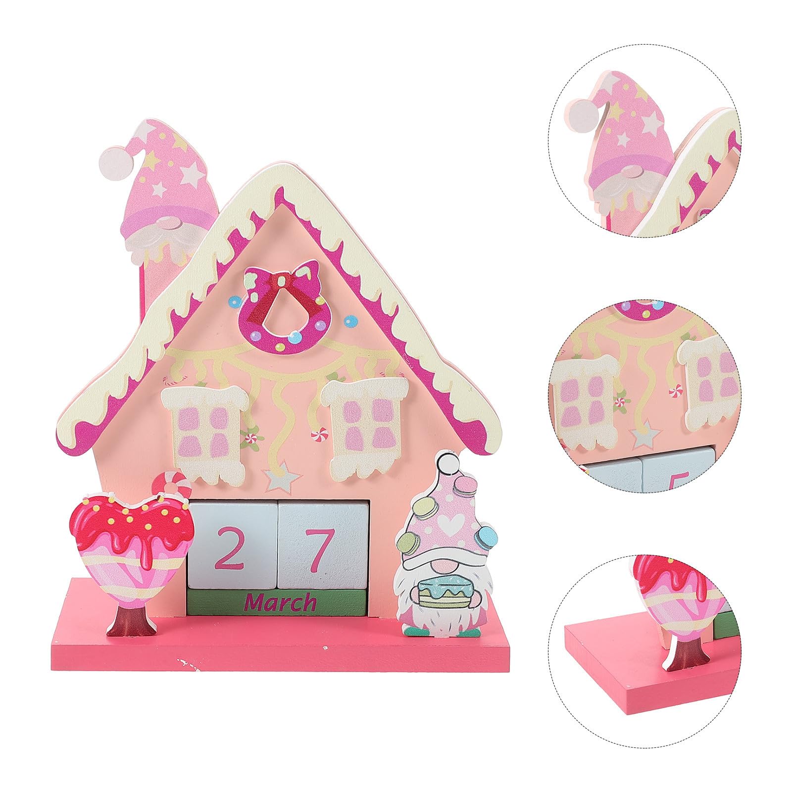 4 Sets Holzkalender mit Datumsanzeige und Countdown für